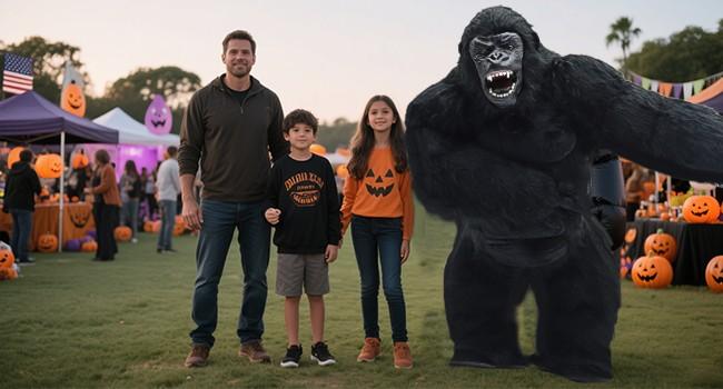 8.2 ft tall inflatable gorilla costume set, women’s cosplay inflatable outfit set, suitable for Halloween and holiday events, costume set, inflatable outfit set