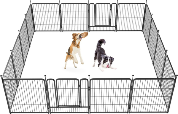 FXW 16-Piece Outdoor Dog Fence Black 16-piece heavy-duty outdoor dog fence and playpen